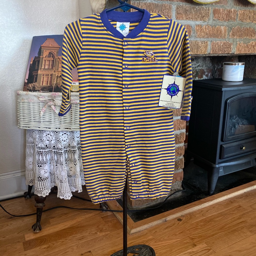 NWT CREATIVE KNITWEAR LSU TIGER INFANT LONGALL  SIZE 0-3 months - Picture 7 of 16